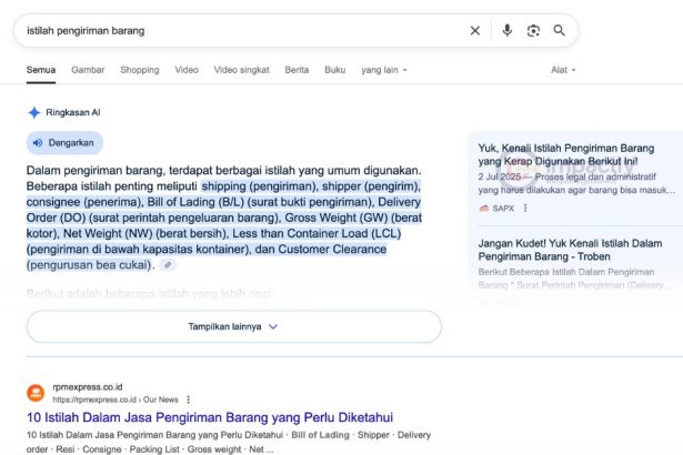 cara website masuk di ai overview google
